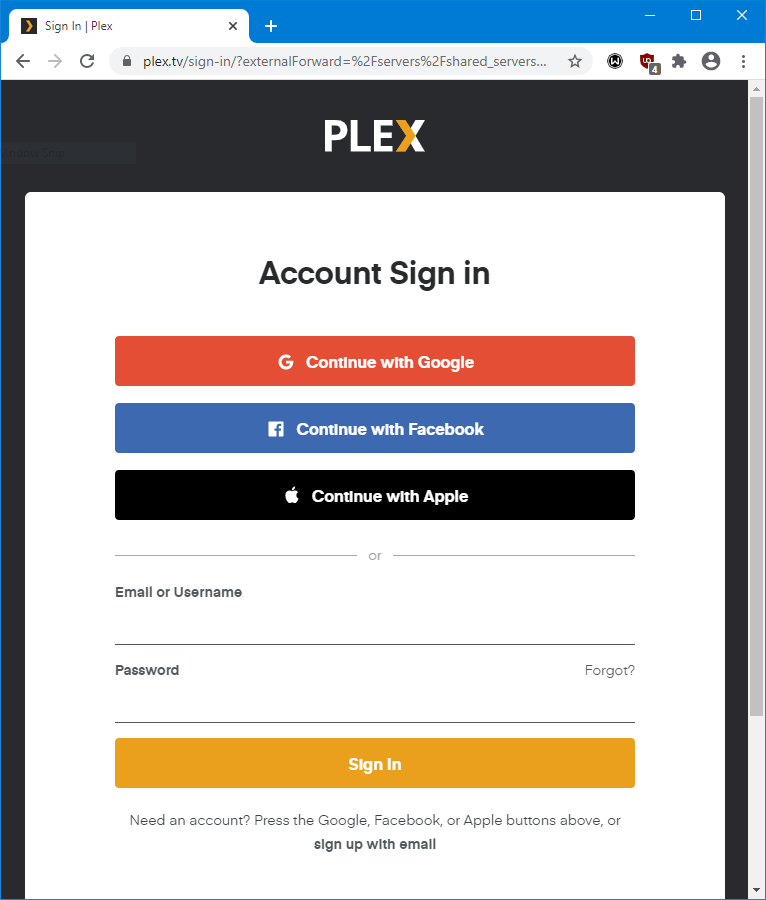 Sign in or create a new Plex account using the email you sent to Mango.